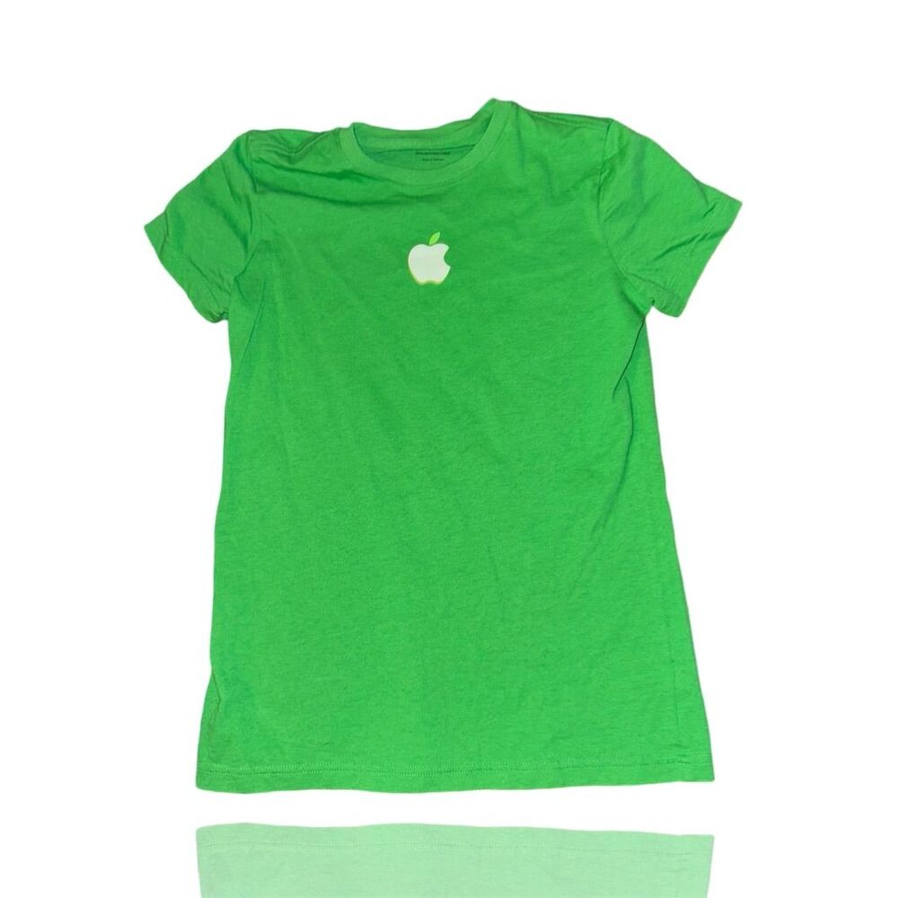 Women's XS Green Eco-Friendly T-Shirt with Apple Logo Casual Spring